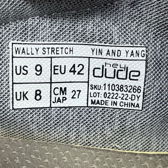 Hey Dude Wally Stretch Yin and Yang US 9 Men's Shoes Gray 110383266 - Picture 7 of 8